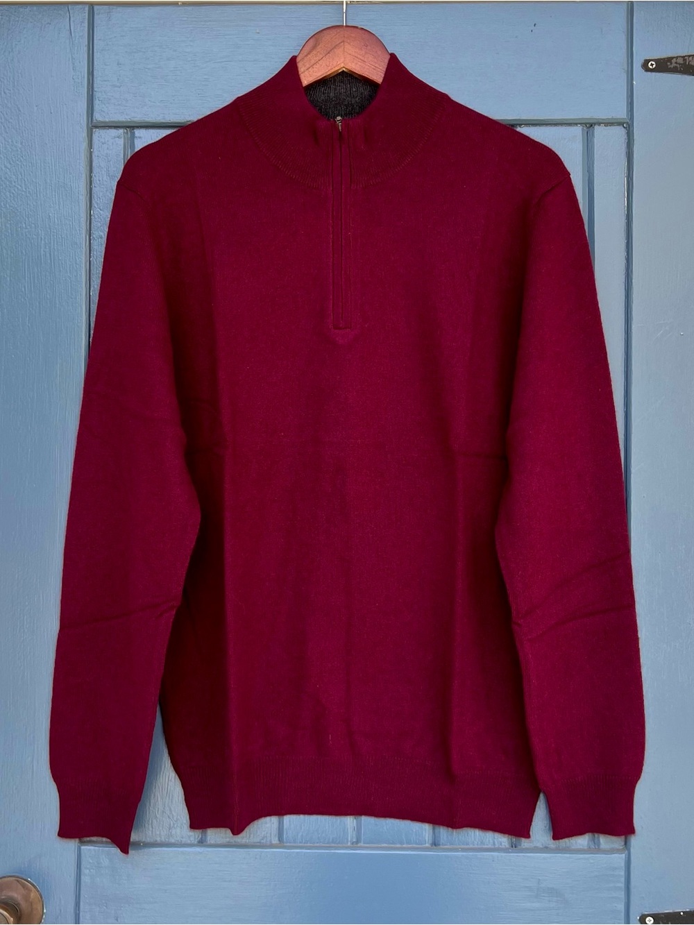 Club Room Men's 100% Cashmere 1/4 Zip Pullover Sweater Burgundy Size Medium